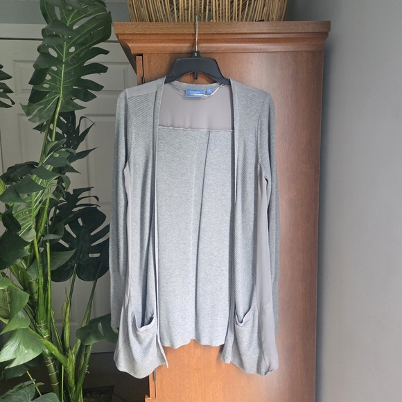 Simply Vera Vera Wang Gray Cardigan Sweater with Cozy Knit - Picture 1 of 7